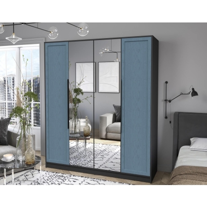 Шкаф распашной Тренд КТ-Ш4 (з) (Антрацит ЛДСП/ Дуб лазурный ЛМДФ) Ш1800 В2128 Г547